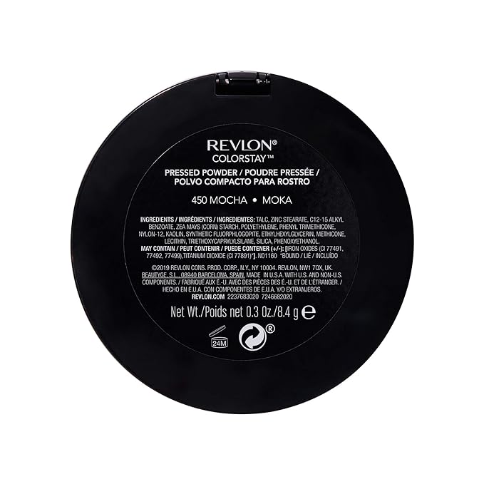 Revlon ColorStay Pressed Powder Face Makeup, Longwearing, Fragrance-Free, Noncomedogenic, 450 Mocha, 0.3 Oz