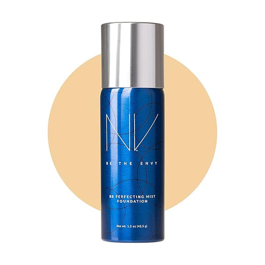 NV BB Perfecting Mist Foundation Buildable Coverage Professional Airbrush Makeup with Plant-based Stem Cell Polypeptides, Vitamins A, D, E and Aloe, 1.5 ounces, Warm Sand