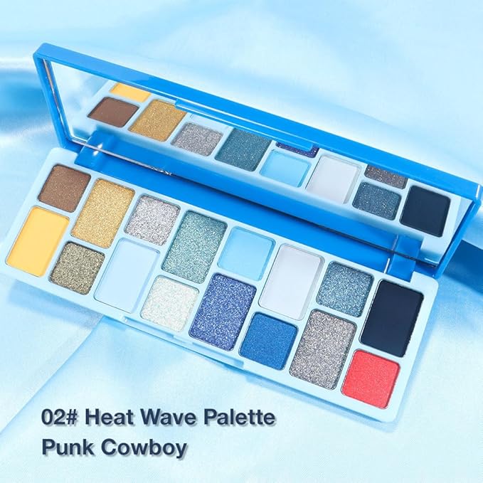 16 Colors Eyeshadow Palette,Matte&Glitter&Shimmer Eyeshadow Makeup,Naturing-Looking,High Pigment Waterproof Eye Shadow Palette Makeup, 100% Cruelty-free (02#Blue Series)