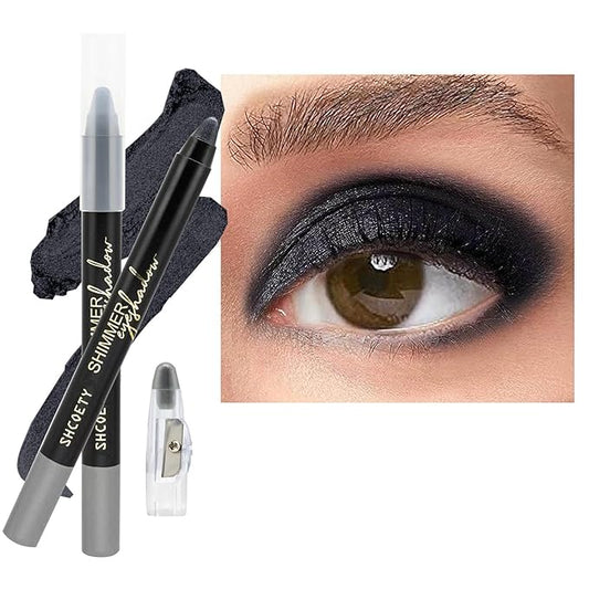Black Eyeshadow Stick, Highlighter Eye Liner,Eye Brightener Stick, Shimmer Creamy Eyeshadow, Waterproof Eyeshadow Pencil Long Lasting Eye Shadow Makeup.#7 black shimmer