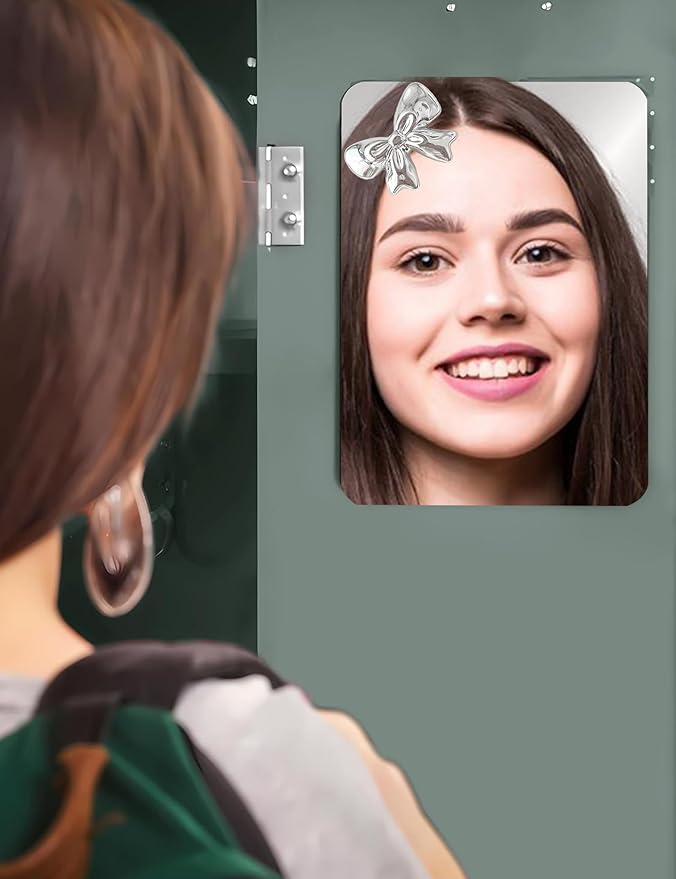 Magnetic Locker Mirror 4"x6" Small Real Glass Frameless Mirror with Magnetic Backing for School Locker, Bow School Locker Makeup Mirror for Girls Bathroom Refrigerator Dorm Gym Office Cabinet Home