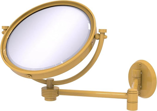 Allied Brass WM-6G/3X-SGL 8 Inch Wall Mounted Extending Make-Up Mirror 3X Magnification with Grooved Accent, Spanish Gold