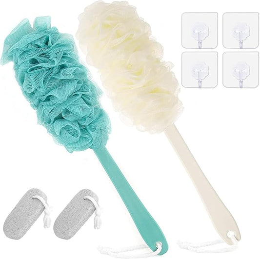 Back Scrubber for Shower, Long Handle Back Loofah Shower Brush, Bath Brush for Women Men, Soft Nylon Mesh Back Cleaner Washer, Loofah Sponge Exfoliating Body Scrubber for Skin Care