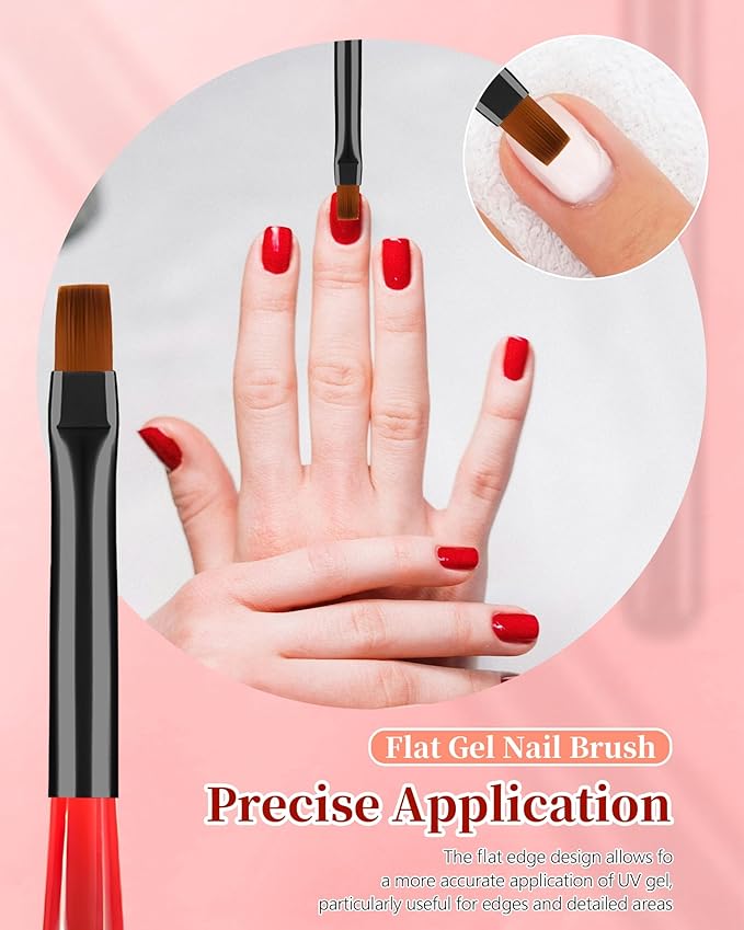 3PCS Nail Art Clean Up Brushes, Round/Angled/flat Acetone Resistant Gel Nail Polish Remover Brush, Nail Brushes for Tidying Up Polish Mishaps on Cuticles, and Nail Art Designs（Black Red）