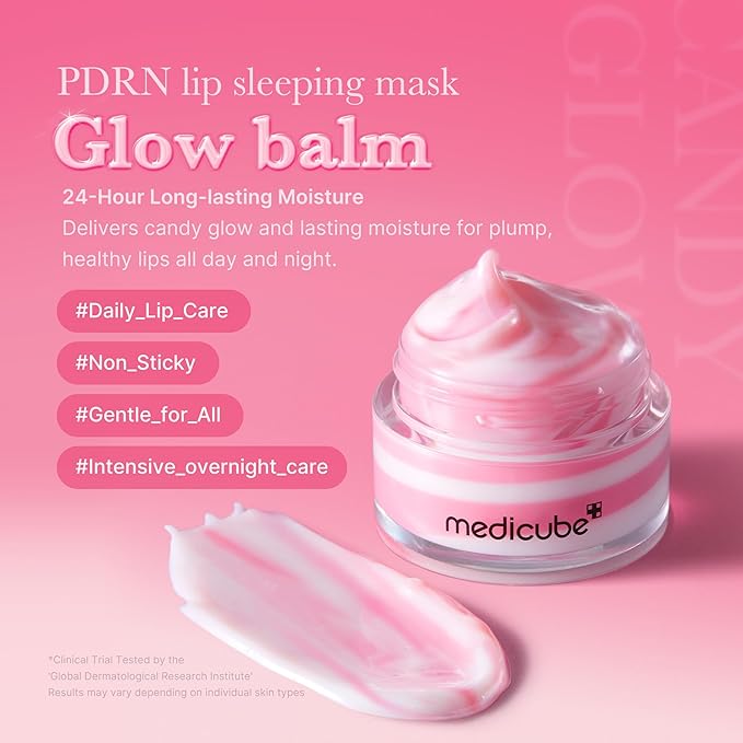medicube PDRN Pink Day & Night Lip Duo for Hydrated & Glossy Lips: PDRN Lip Sleeping Mask Glow Balm and PDRN Peptide Jelly Gloss Balm | PDRN, Peptides, Collagen, Shea Butter for Long-Lasting Moisture