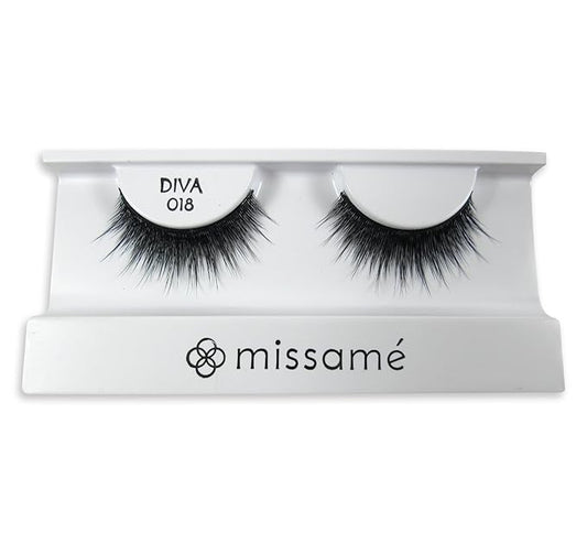 Missamé DIVA Deluxe Beauty False Eyelashes Set Handmade with Premium Synthetic Fibers, Black, 1 Pair