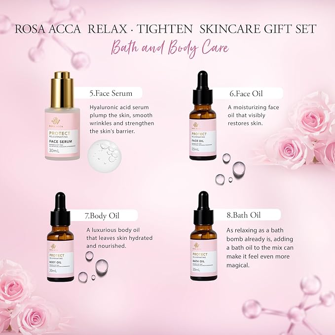 Rose 23 Pcs Facial Skin Care Set, Luxury Bath and Body Gifts for Women, Spa & Self-Care Gifts, Sheet Mask, Eye Mask, Gua Sha, Cream, Face Oil, Birthday, Christmas, Valentines, Mother Day, Girlfriend