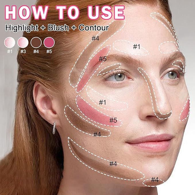 DAMUSI 6PCS Cream Contour Stick Makeup Contour Kit,Shades with Cream Bronzer Stick,Cream Blush Stick,Highlighter Stick for a Flawless Look,Long Lasting and Smooth Contorno Maquillaje - Set A