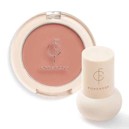 FORENCOS Matte Blush Set (Puff Included), Long Lasting Korean Blush Power, Zero Sebum Shine, Flawless Finish, Easy Blending, Lightweight & No Cakey Residue (PURE RABBIT)