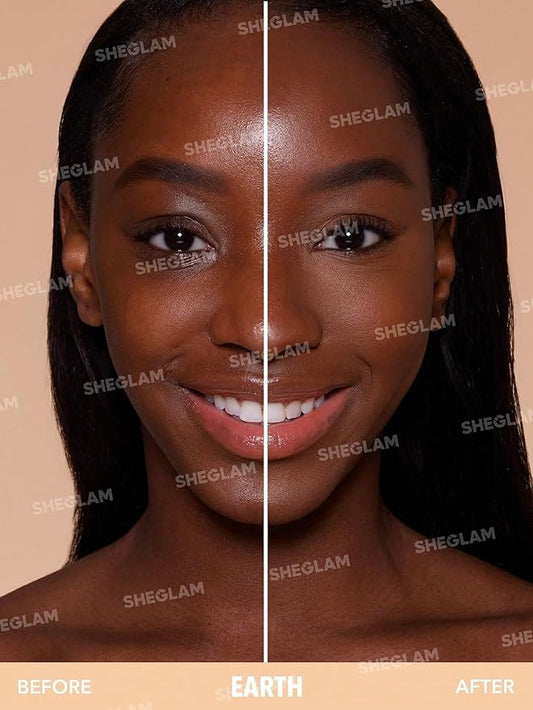 SHEGLAM SKin-Focus Full Coverage Powder Foundation Oil-Control Lightweight Face Pressed Powder Makeup-Camel