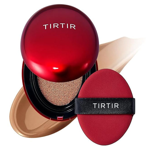 TIRTIR Mask Fit Red Cushion Foundation | Full coverage, Weightless, Skin fit, Satin Glow Finish, Korean Makeup, beauty, Tattoo cover up, Buildable (#40N Cinnamon, 0.63 Fl Oz)