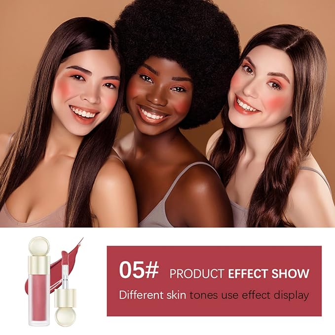 Liquid Blush, Matte Liquid Cream Makeup Dual Use for Cheeks and Lips, Long-Lasting, Smudge Proof, Moisturizing Face Blush Stick for Cheek, Pink Lip gloss for Girl