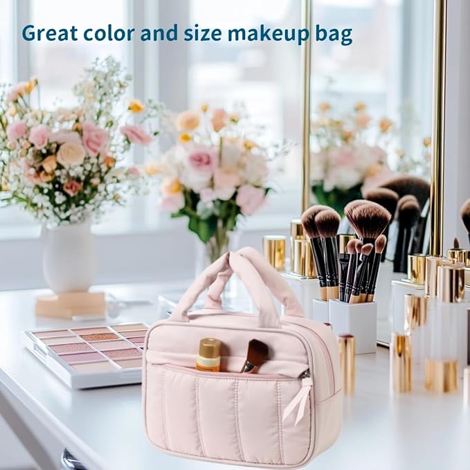 Makeup Bag for Women Cosmetic Bag Large Make Up Organizer Travel Toiletry Bags Waterproof Zipper Tote Pouch Purse for Girls