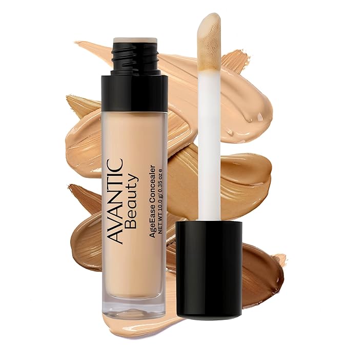Avantic Under Eye Concealer for Older Women, 16-Hour Full Coverage Liquid Color Corrector for Dark Circles, Perfects & Brightens, Natural Finish, Waterproof (Medium, 0.35 Oz)