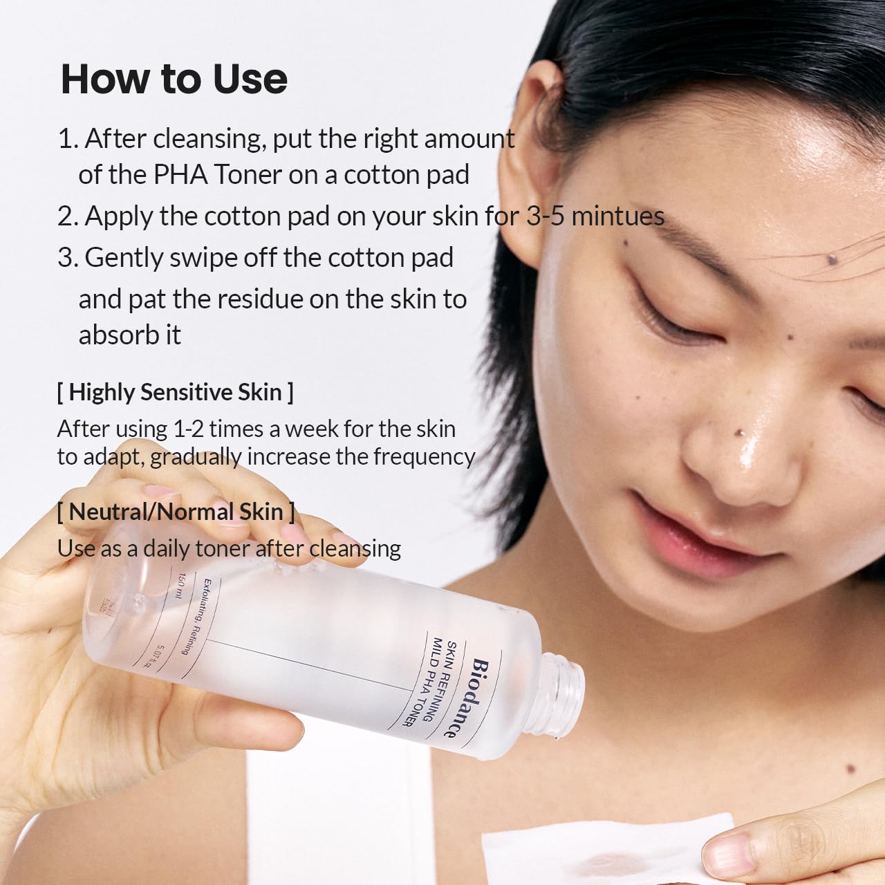 Biodance Skin Refining Mild PHA Toner, Gentle Exfoliating Face Toner for Sensitive Skin with Ceramides & NMF | 5.07 fl.oz,150ml