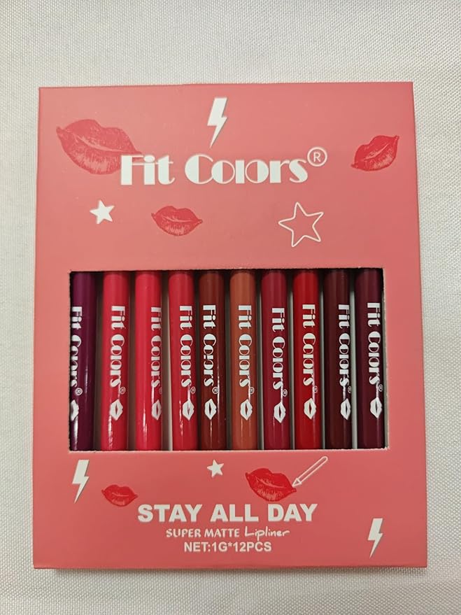 12Pcs Matte Lip Liner Set,Creamy Velvet Lipstick,One Step Lips Makeup Kit,Waterproof Long Lasting Smooth High Pigmented Lip Pencil for Daily