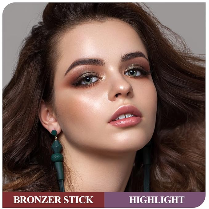 2Pcs Highlighter Bronzer Makeup Stick, Face Makeup Sticks for Cheeks