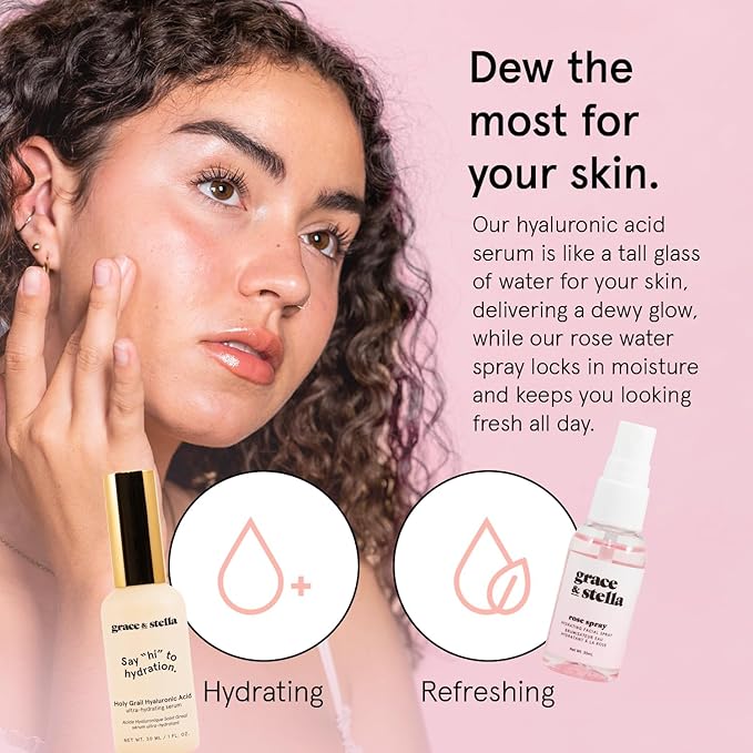 grace & stella Award Winning Skin Care Set - Stocking Stuffers for Girls, Birthday Gifts for Her, Travel Size Toiletries with Eye Masks, Hyaluronic Acid Serum, Lip Balm & More, Gift Baskets for Women