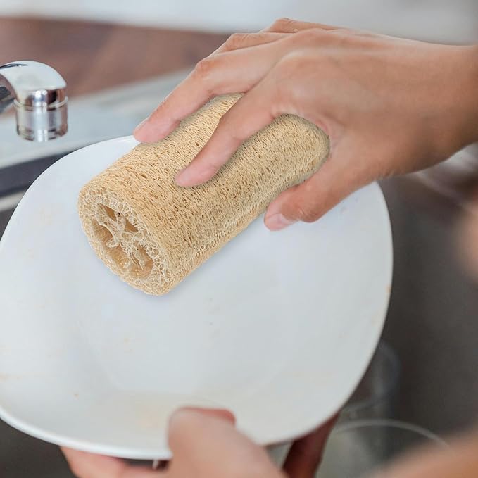 Beaupretty 3pcs Loofah Dish Sponge, Dishwashing Scouring Pad Natural Loofah Vegetable Scrubber for Kitchen