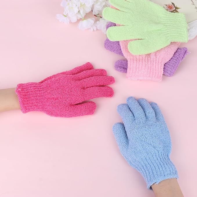 10Pcs Exfoliating Bath Gloves - Five Finger Body Scrubber and Back Massaging Towels in Random Colors, Ideal for Deep Cleaning and Skin Care