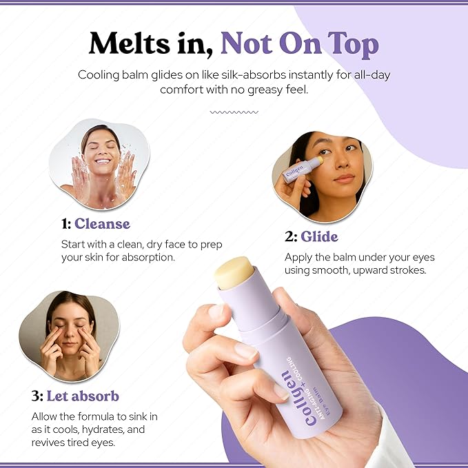 BellaBLISS Collagen Eye Balm Stick for Dark Circles, Puffiness & Wrinkles – Cooling Under Eye Cream with Collagen, Anti-Aging & Hydrating Formula – Made in Korea - 0.35 oz / 10 g - Pack of 1