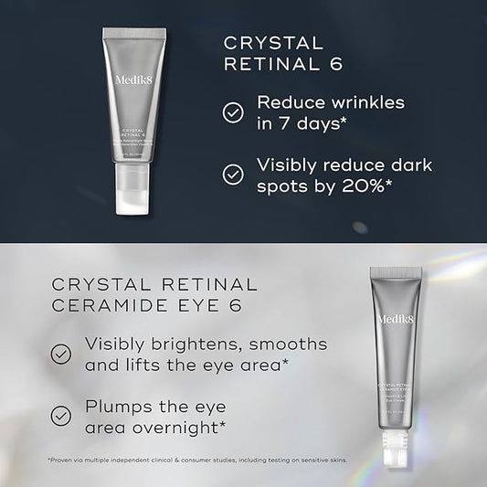 Medik8 Nighttime Renew Duo - Crystal Retinal 6, Crystal Retinal Ceramide Eye 6 - Firming Face Serum - Smoothing, Lifting Eye Cream - 2 pc