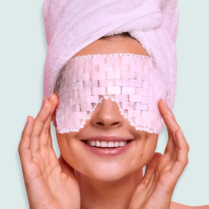 Alana Mitchell Rose Quartz Stone Eye Mask – Weighted Eye Mask to Eliminate Wrinkles, Puffiness, & Irritation – Headache and Migraine Relief Mask - 100% Rose Quartz for Hot & Cold Anti Aging Therapy