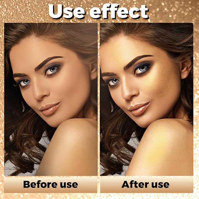 Body Shimmer Powder, Glitter Highlighter for Face, Liquid Highlighter Blush Body Glow Shimmer Powder Fairy Brightening Makeup Stick for Eyes, Hair (Gold, 1.13 Oz)