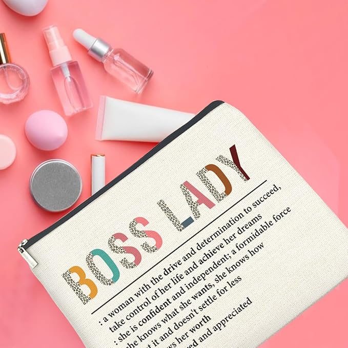 Makeup Bag Boss Lady Gifts for Women Female, Thank You Gifts for Boss Lady Definition Cosmetic Bag Zipper Makeup Pouch