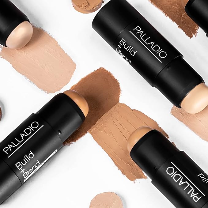 Palladio BUILD + BLEND Foundation Stick, Contour Stick for Face, Professional Makeup for Perfect Look, 0.25 Ounce (Cinnamon)
