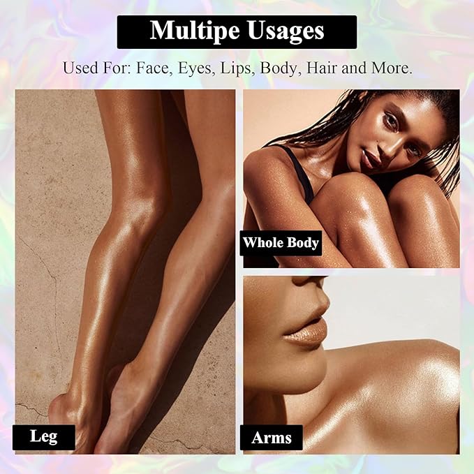 3-Pack Liquid Face Highlighter Makeup Set - Multifunctional Luminous Glow, Natural Radiance Sparkly Glitter Body Shimmer Liquid Luminizer Sticks - Suitable for Face, Eyes, Lips, and More