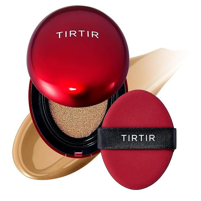 TIRTIR Mask Fit Red Cushion Foundation | Full coverage, Weightless, Skin fit, Satin Glow Finish, Korean Makeup, beauty, Tattoo cover up, Buildable (#33W Ginger, 0.63 Fl Oz)
