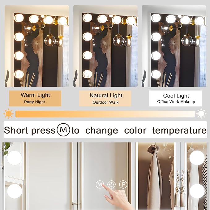 Manocorro 23x18 Inch 15 LED Bulbs, Vanity Mirror with Lights Hollywood Makeup Mirror, Large Vanity Lighted Mirror with 15 LED Bulbs