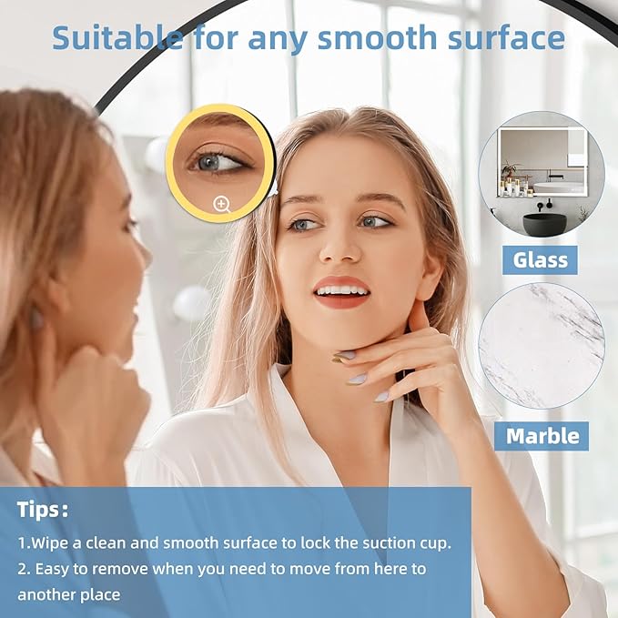 6" 30X Magnifying Mirror with Light Suction Cup,Led Close up Mirror for Checking Pores with 360° Stand,3 Color Lighted Personal Mirror 30X,30 Times High Magnification Concave Mirrors