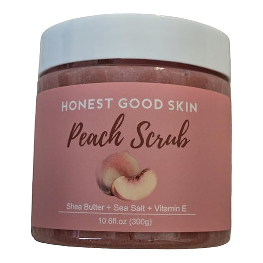 Sea Salt Scrub, 10oz Shea Butter Body Scrub, Exfoliating, Dead Skin Removal (Peach)