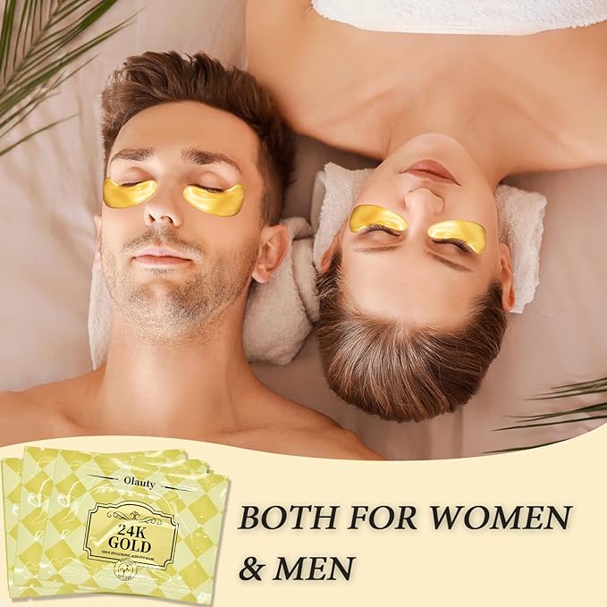 30 Pairs 24K Gold Eye Masks, Collagen Eye Patches for Puffy Eyes and Dark Circles Treatments, Reduce Undereye Bags,Wrinkles, Gel Eye Skin Care Pads, Beauty Gifts for Women