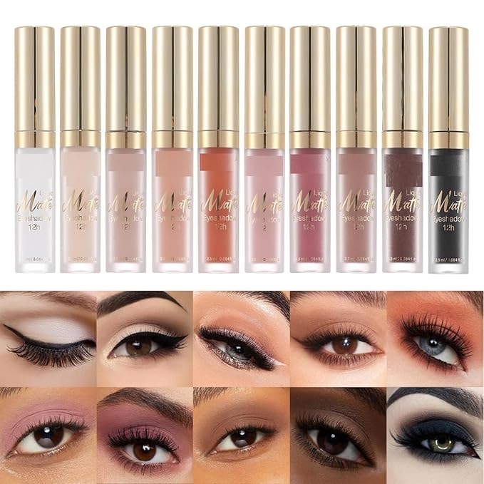 MAEPEOR Matte Liquid Eyeshadow 8 Colors Naked Smooth Creamy Eyeshadow Long Lasting and Waterproof Lightweight Cream Eye Shadow (P03 Oak)