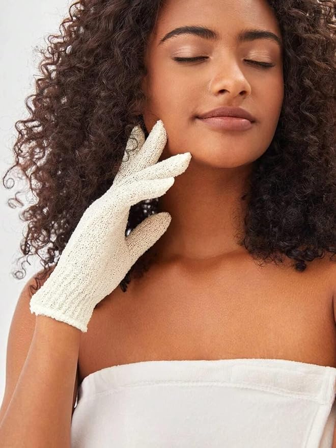 Baul Service and Supply -Loofah Bath Sponge & Glove Bundle- [Full Body Exfoliation White Set w/Soft Mesh Sponge & Glove- Unisex Adults/Unisex Kids] [2 pc Included]
