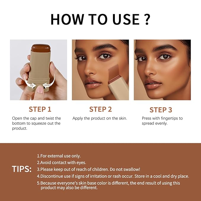 Beauty Balm Serum Boosted Skin Tint, Foundation Stick Solid Tinted Moisturizing Serum Contour Stick for Face Makeup, Buildable Medium-to-Full Coverage, Natural Finish (#06, 1 Count)