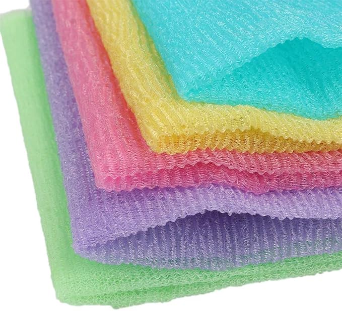 Leadigol 3PCS Exfoliating Washcloth Towel, Japanese Washcloth Nylon Beauty Skin Bath Wash Towel, Beauty Washcloth Sponge Loofah Body Scrubber, Mesh Bath Shower