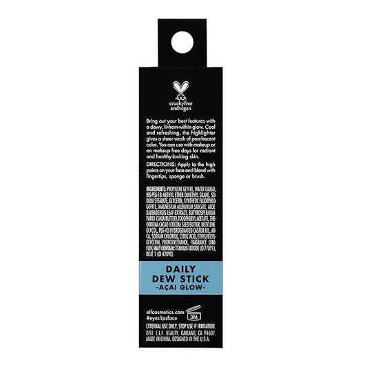 e.l.f. Daily Dew Stick, Cooling Highlighter Stick For Dewy Skin, Gives Your Complexion A Radiant Glow, Vegan & Cruelty-Free, Acai Glow