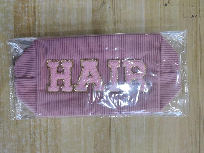 MAGEFY Corduroy Makeup Bag Small Makeup Bag for Purse with Compartments Cute Makeup Pouch Cosmetic Bag for Women Friends Preppy Gifts (Pink, HAIR)
