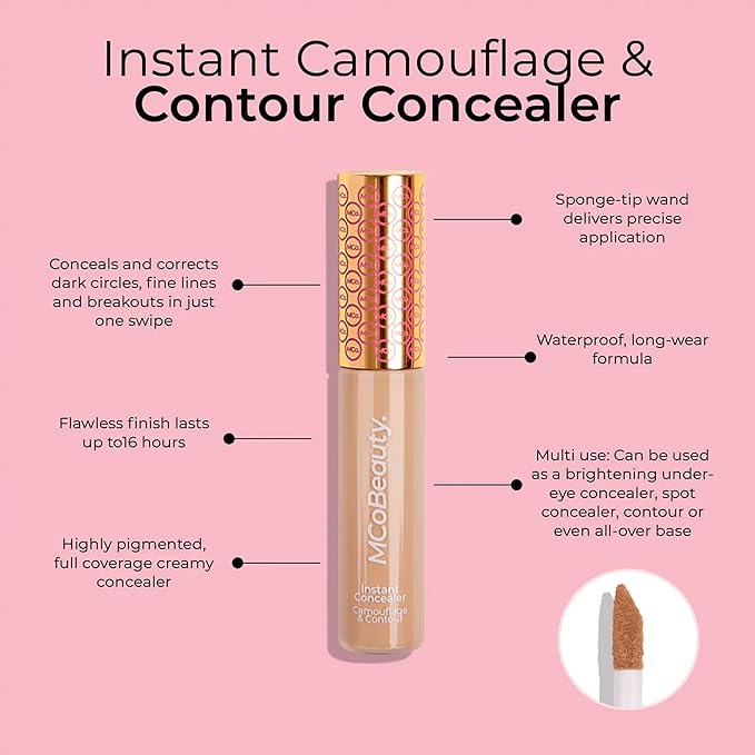 MCoBeauty Instant Concealer Camouflage & Contour, Medium, Perfecting Contour with Flawless Coverage, Vegan, Cruelty Free Cosmetics
