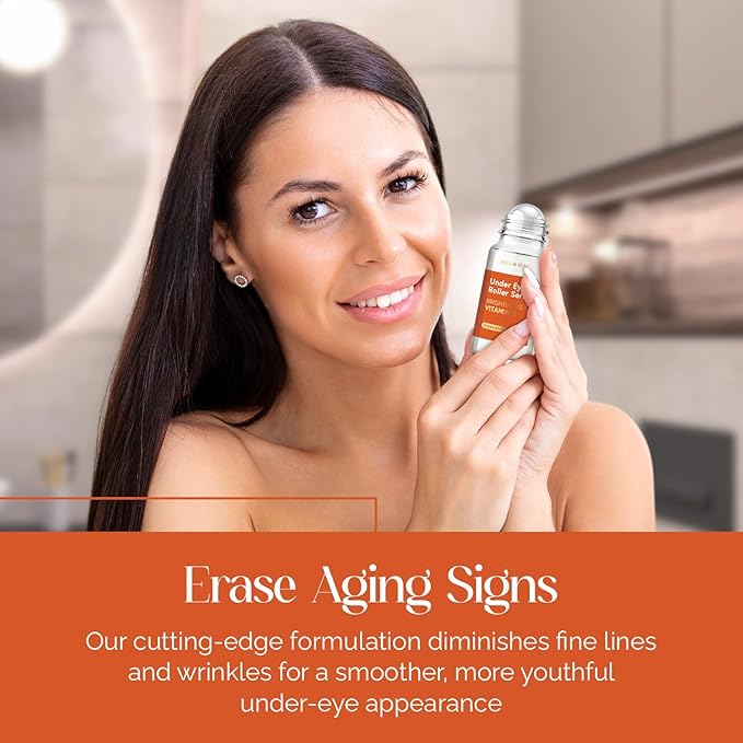 Bella Beauty Eye Roller Serum with Vitamin C & Niacinamide - Reduces Puffiness, Fine Lines & Dark Circles - Anti-Aging, Dermatologist Tested, Korean Skin Care for All Skin Types - 1.69 Fl. Oz