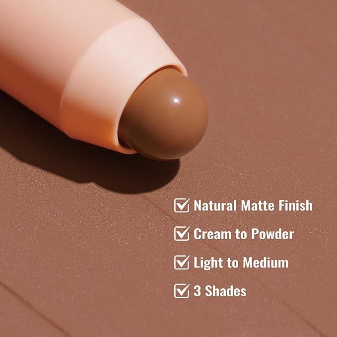 Oulac Contour Stick Makeup, Multi-use Cream Contour Stick, No Caking or Dragging, Matte Finish, Vegan, Cruelty-Free, C3 Caramel