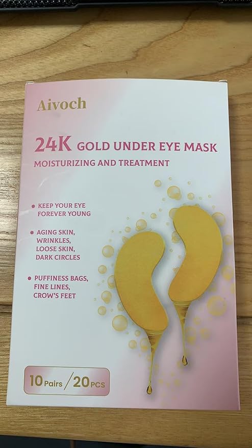 10Pairs 20Pcs 24K Gold Under Eye Patches, Collagen Eye Masks for Dark Circles and Puffiness, Reduce Wrinkles and Puffy Eyes, Refresh Your Skin, Women Skincare Eye Treatment Products