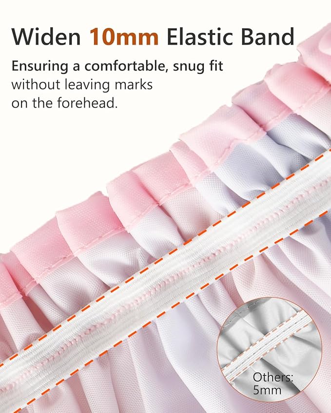 mikimini 2 Pack Waterproof Shower Caps - Reusable and Washable - Pink Fashionable Shower Caps for Women and Girls - Medium Size - Perfect for Kids