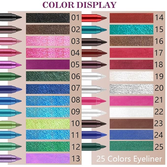 evpct Grape Purple Gel Eyeliner Pencil for Women Waterline Waterproof Smudge Proof Eye Makeup Liners, Purple Mascara Eye Liner Gel Liner Eyeliner with Sharpener delineador de ojos contra el agua 05
