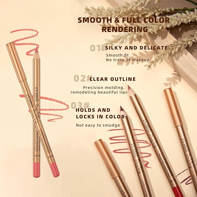 12 Colors Lip Liner Set, Brown Pink Red Series Lip Liners, Plump Nude Lip Shape No Smudge Longwear Smooth Lip Pen Waterproof Lipstick High Pigmented Natural Lip Makeup Pencil