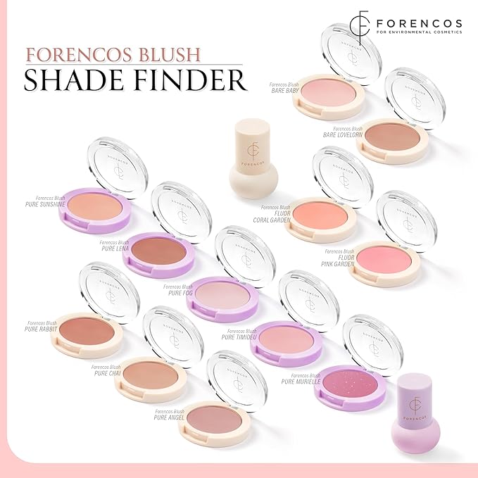 Forencos Matte Blush Set (Puff Included), Long Lasting Korean Blush Power, Zero Sebum Shine, Flawless Finish, Easy Blending, Lightweight & No Cakey Residue (FLOUR CORAL)